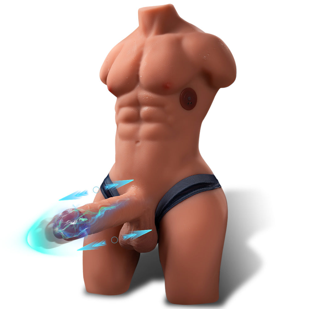 Male Sex Doll Torso for Women with 6.3IN Thrusting & Vibrating Dildo 19LB - Rudolf